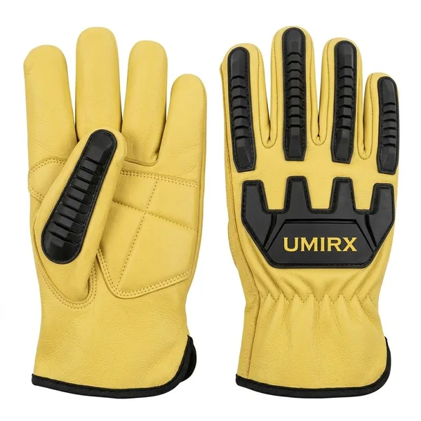 Yellow cow leather work gloves